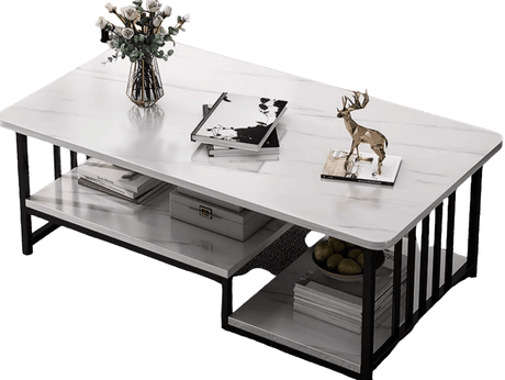 Masuta cafea, masuta living, marmura artificiala, aspect minimalist, modern, 120x60x42 cm - BUZ.RO