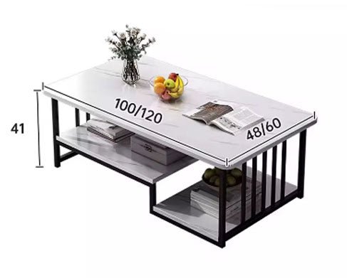 Masuta cafea, masuta living, marmura artificiala, aspect minimalist, modern, 120x60x42 cm - BUZ.RO