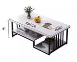 Masuta cafea, masuta living, marmura artificiala, aspect minimalist, modern, 120x60x42 cm - BUZ.RO