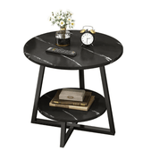 Masuta cafea, masuta living, rotunda, culoare alba - aurie, efect marmura, 60x60x55 - BUZ.RO