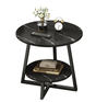 Masuta cafea, masuta living, rotunda, culoare alba - aurie, efect marmura, 60x60x55 - BUZ.RO