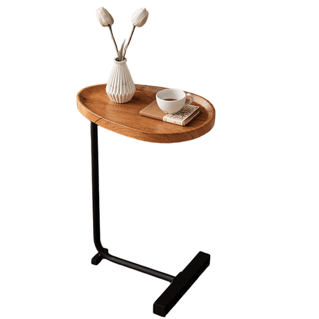 Masuta cafea, picior metalic, portabila, maro, model marmura, 40x30x70cm - BUZ.RO
