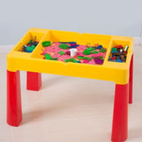 Masuta cu scaune copii, masa lego si 2 scaune, spatiu depozitare, picioare antiderapante, multicolor - BUZ.RO