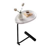 Masuta de cafea cu picior metalic, portabila, model marmura, 40x30x70, LEXI - BUZ.RO