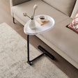 Masuta de cafea cu picior metalic, portabila, model marmura, 40x30x70, LEXI - BUZ.RO