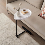 Masuta de cafea cu picior metalic, portabila, model marmura, 40x30x70, LEXI - BUZ.RO