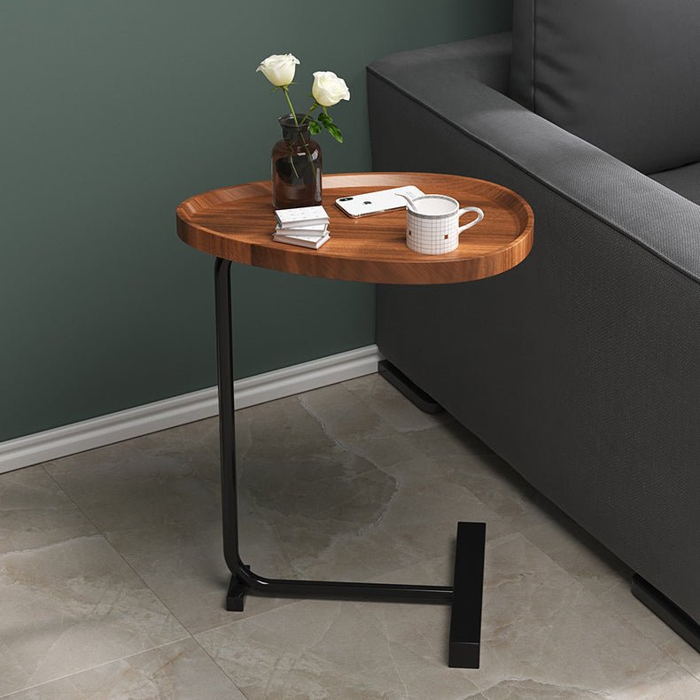 Masuta de cafea cu picior metalic, portabila, model marmura, 40x30x70, LEXI - BUZ.RO