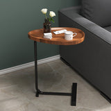 Masuta de cafea cu picior metalic, portabila, model marmura, 40x30x70, LEXI - BUZ.RO