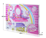 Masuta de machiaj pentru fetite, Oglinda de machiaj cu led, masa de toaleta si scaun, cu sunete , lumini , accesorii, interactiva , cu uscator real, 28 piese - BUZ.RO