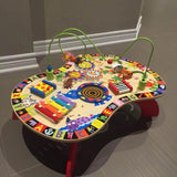 Masuta interactiva cu activitati pentru copii 6 in 1, din lemn, cu diferite figurine si culori, 67x20x43cm - BUZ.RO