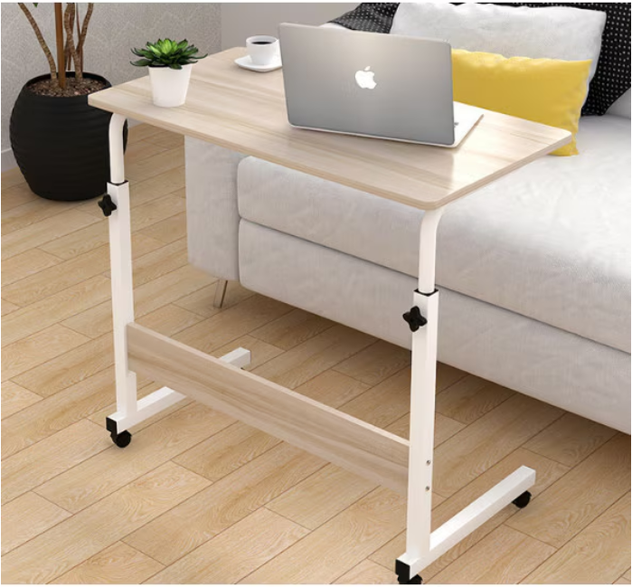 Masuta laptop cu inaltime reglabila , pentru birou , culoare crem, 80x50x65/95 cm