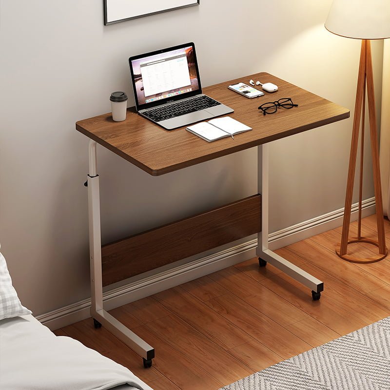 Masuta laptop, reglabila, mini birou, cu roti, masa laptop, blat lemn, ajustabila, ergonomica si mobila, 80x40cm - BUZ.RO