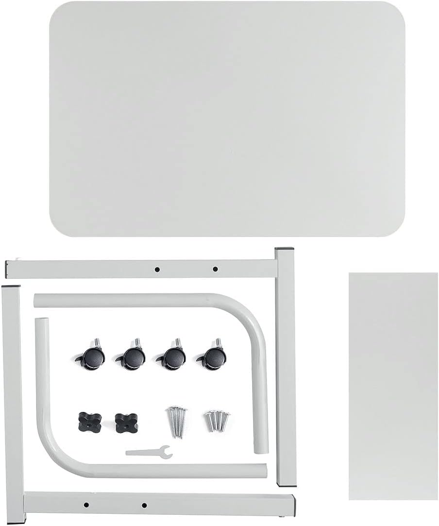 Masuta laptop, reglabila, mini birou, cu roti, masa laptop, blat lemn, ajustabila, ergonomica si mobila, 80x40cm - BUZ.RO