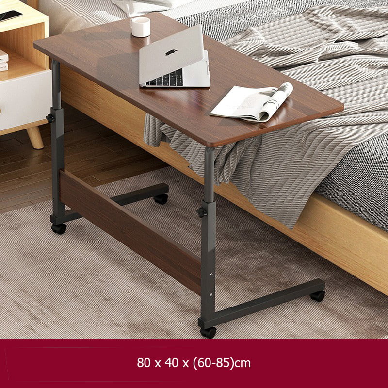 Masuta laptop, reglabila, mini birou, cu roti, masa laptop, blat lemn, ajustabila, ergonomica si mobila, 80x40cm - BUZ.RO