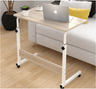 Masuta laptop, reglabila, mini birou, cu roti, masa laptop, blat lemn, ajustabila, ergonomica si mobila, 80x40cm - BUZ.RO