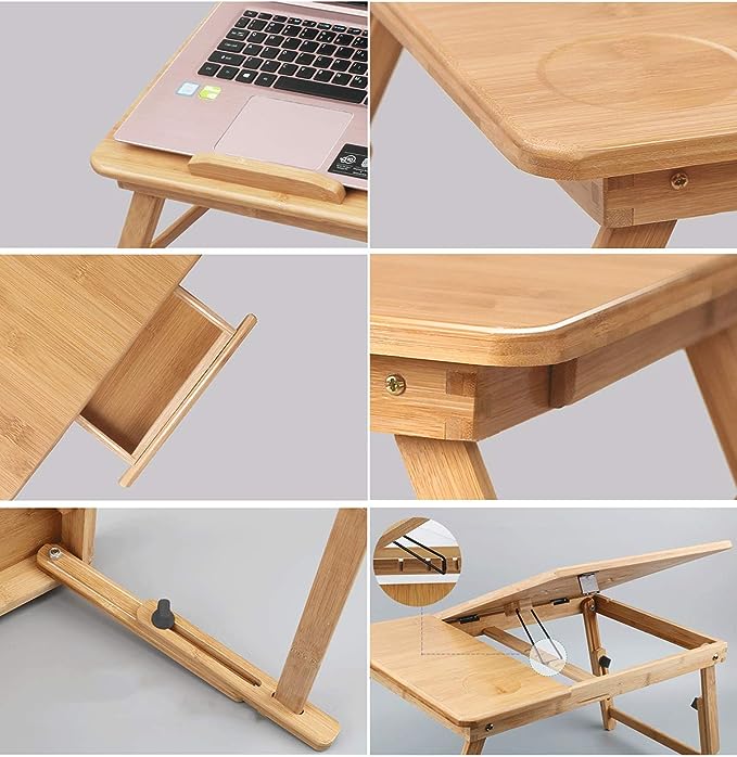 Masuta laptop, stand laptop din lemn cu 2 coolere
