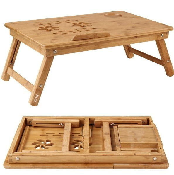 Masuta laptop, stand laptop din lemn cu 2 coolere