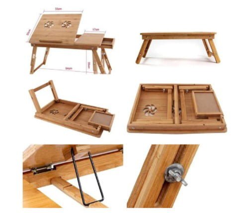 Masuta laptop, stand laptop din lemn cu 2 coolere