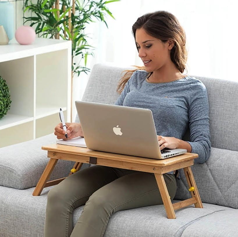 Masuta laptop, stand laptop din lemn cu 2 coolere