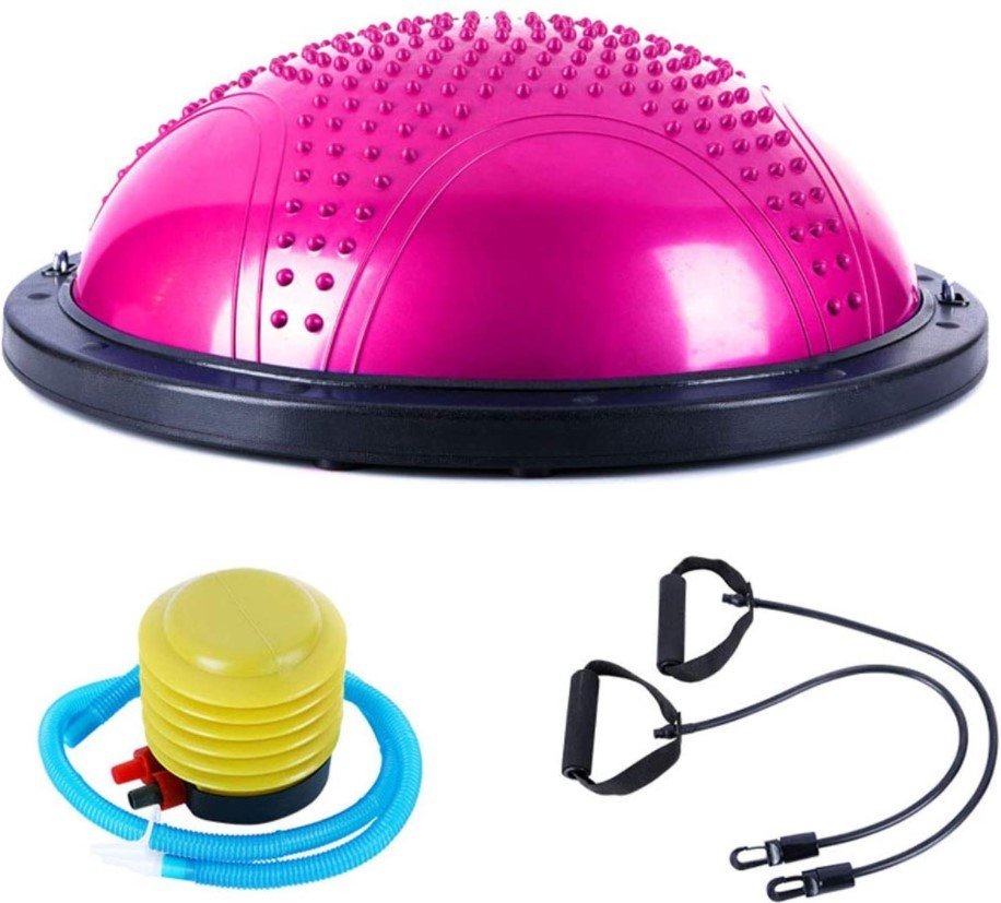 Minge echilibru bosu cu pompa inclusa si corzi elastice, diametru 60cm - BUZ.RO
