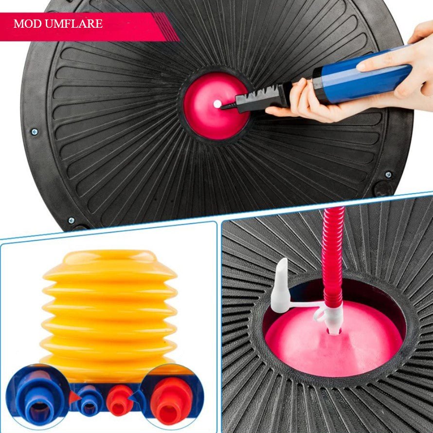Minge echilibru bosu cu pompa inclusa si corzi elastice, diametru 60cm - BUZ.RO