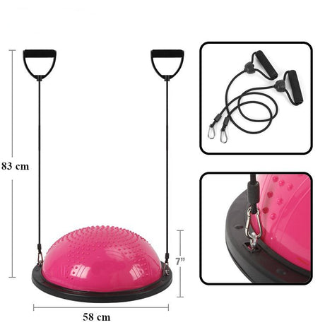 Minge echilibru bosu cu pompa inclusa si corzi elastice, diametru 60cm - BUZ.RO