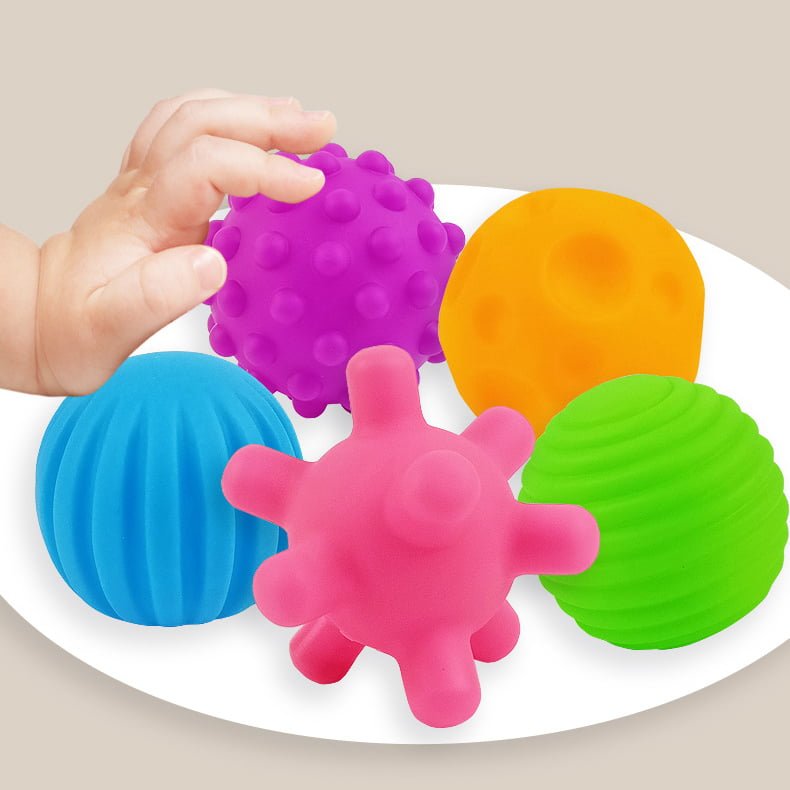 Mingi senzoriale, moi, pentru bebelusi, set 6 bucati, multicolore, 6cm - BUZ.RO