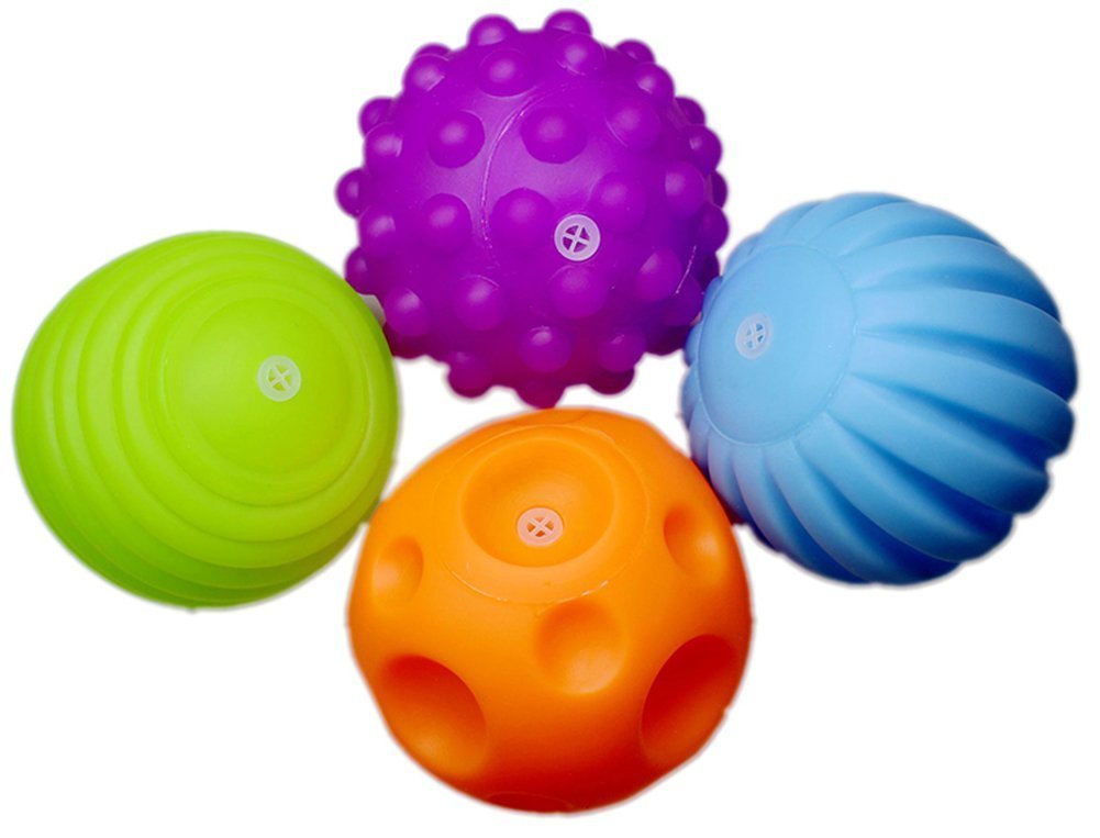 Mingi senzoriale, moi, pentru bebelusi, set 6 bucati, multicolore, 6cm - BUZ.RO