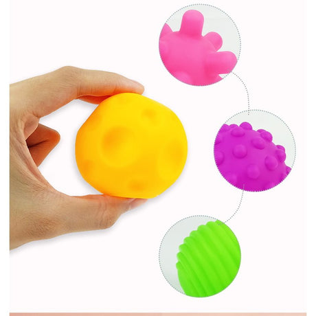 Mingi senzoriale, moi, pentru bebelusi, set 6 bucati, multicolore, 6cm - BUZ.RO