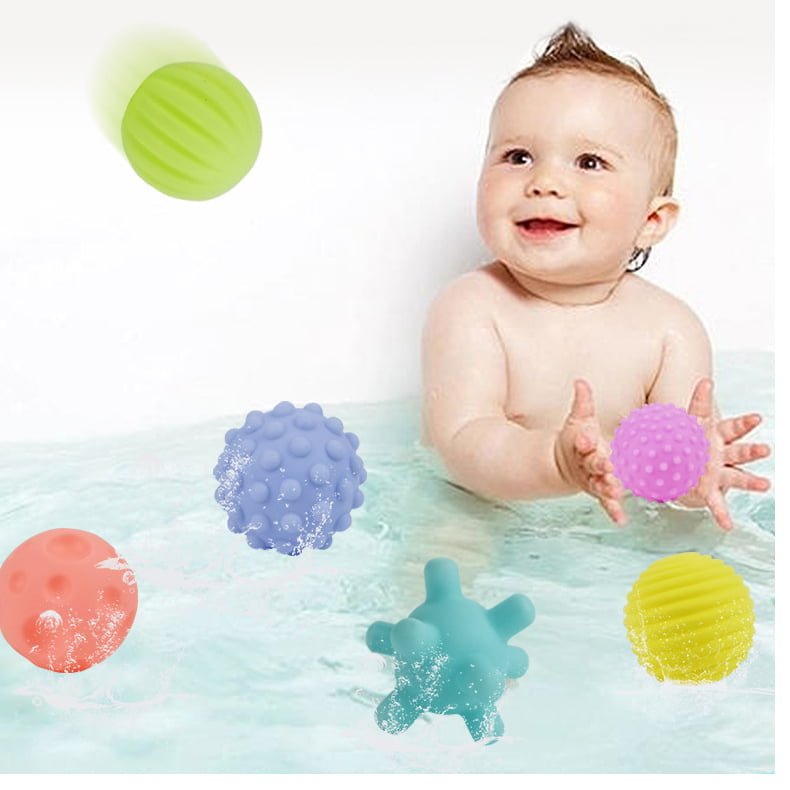 Mingi senzoriale, moi, pentru bebelusi, set 6 bucati, multicolore, 6cm - BUZ.RO