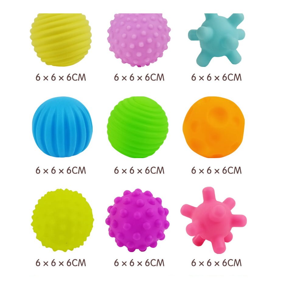 Mingi senzoriale, moi, pentru bebelusi, set 6 bucati, multicolore, 6cm - BUZ.RO