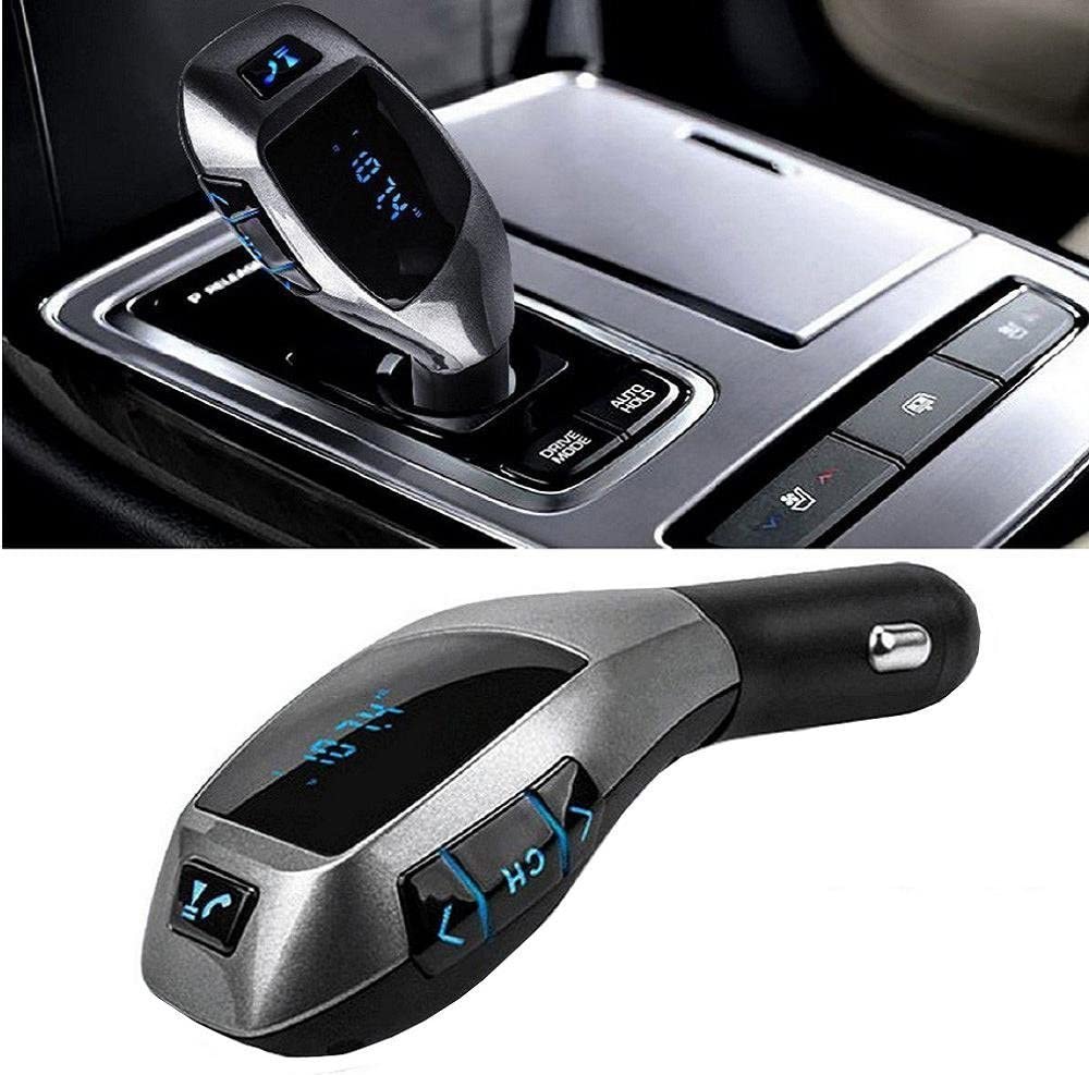 Modulator FM tip wireless cu bluetooth 5.0 incadrat, transmitator FM cu functie de incarcator auto quickcharge 3.0 si port USB, slot microSD, microfon - BUZ.RO