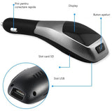 Modulator FM tip wireless cu bluetooth 5.0 incadrat, transmitator FM cu functie de incarcator auto quickcharge 3.0 si port USB, slot microSD, microfon - BUZ.RO