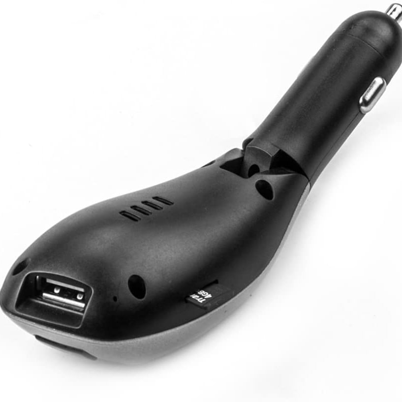 Modulator FM tip wireless cu bluetooth 5.0 incadrat, transmitator FM cu functie de incarcator auto quickcharge 3.0 si port USB, slot microSD, microfon