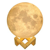 Moon Lamp 3D, Lampa Luna 15 CM LED Portabila, Stand Lemn, Alb Cald si Rece, Intensitate Reglabila, Reincarcabila