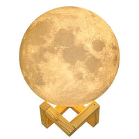 Moon Lamp 3D, Lampa Luna 15 CM LED Portabila, Stand Lemn, Alb Cald si Rece, Intensitate Reglabila, Reincarcabila