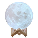 Moon Lamp 3D, Lampa Luna 15 CM LED Portabila, Stand Lemn, Alb Cald si Rece, Intensitate Reglabila, Reincarcabila