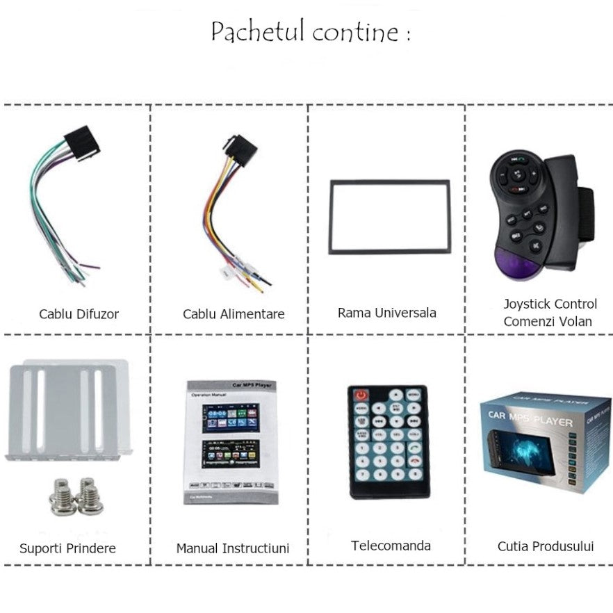 Mp5 player auto 7880s, 2 DIN, Touch 7", Bluetooth, hd display, 45wx4, rama adaptoare, controler volan, camera retur