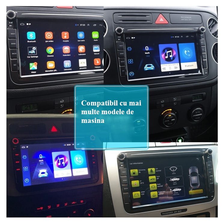 Mp5 player auto, navigatie, radio multimedia VW cu Mirroring Android/iOS, hărți offline, control pe volan, bluetooth 5.0 - BUZ.RO