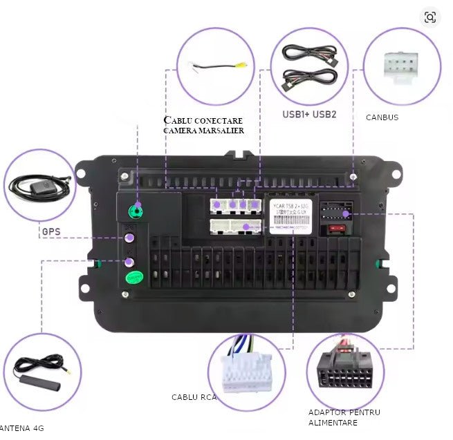 Mp5 player auto, navigatie, radio multimedia VW cu Mirroring Android/iOS, hărți offline, control pe volan, bluetooth 5.0 - BUZ.RO
