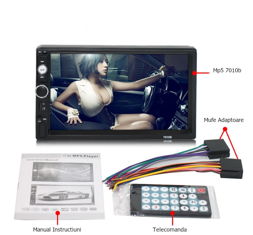 Navigatie mirrorlink, mp5 player auto, 7010b, cu rama, bluetooth, 7 inch, android, IOS