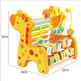 Numaratoare din lemn pentru copii, multifunctionala, cu bile multicolore, galbena, 22x22x18 cm - BUZ.RO