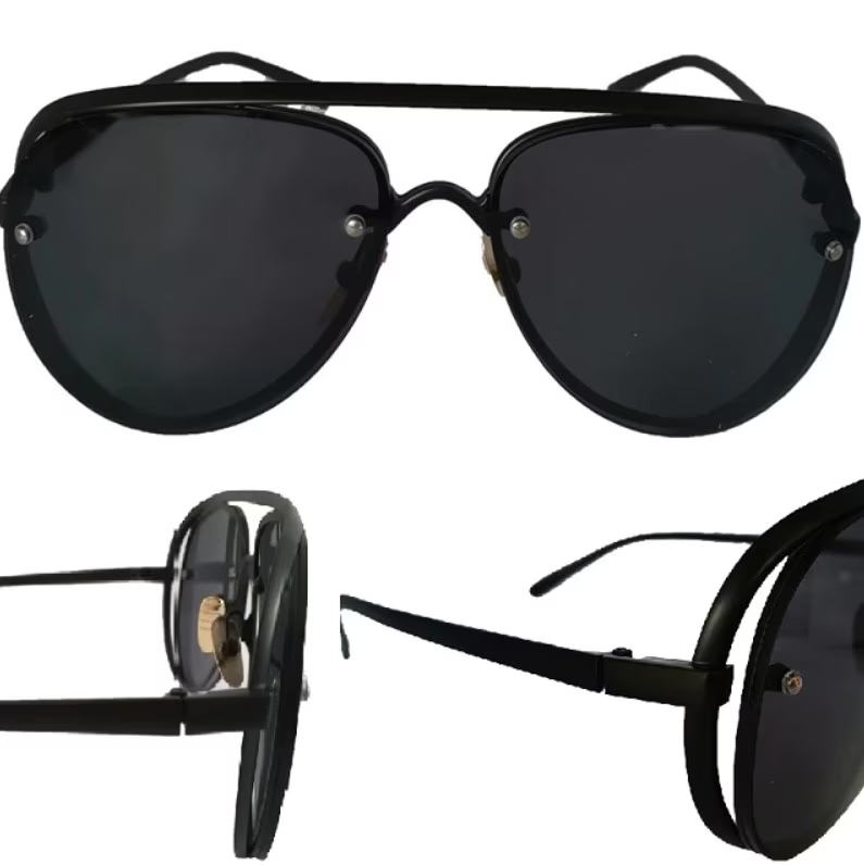 Ochelari de Soare Bărbați Stil Aviator – Protecție UV, Lentile Negre, Ramă Metalică