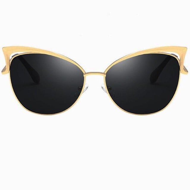 Ochelari de Soare Damă Cat Eye Black – Ramă Negru/Auriu, UV400 Eleganță și Protecție - BUZ.RO