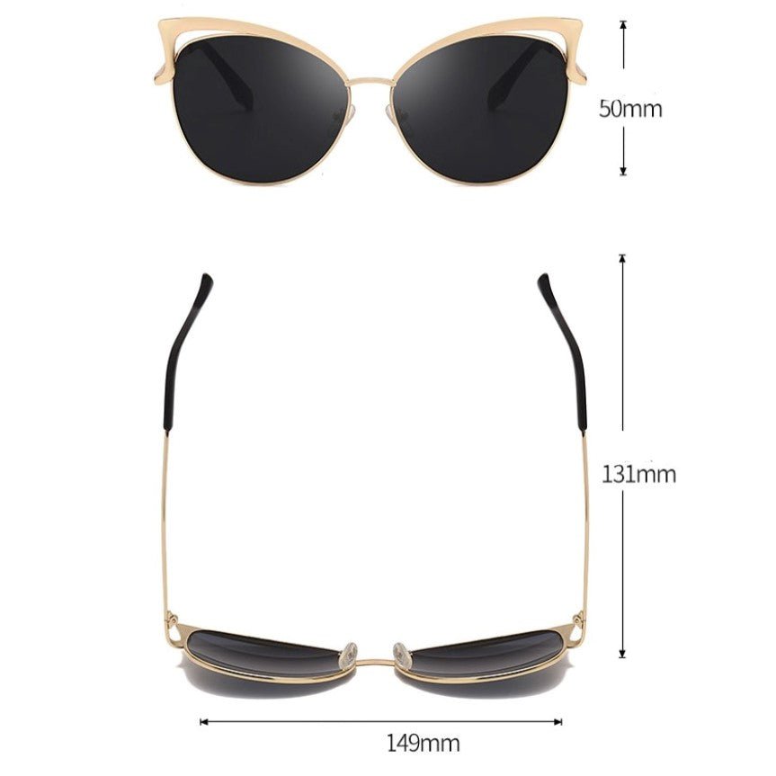 Ochelari de Soare Damă Cat Eye Black – Ramă Negru/Auriu, UV400 Eleganță și Protecție - BUZ.RO