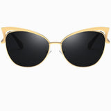 Ochelari de soare dama, cat eye, lentila neagra, rama aurie - BUZ.RO