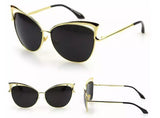 Ochelari de soare dama, cat eye, lentila neagra, rama aurie - BUZ.RO