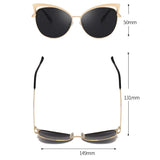 Ochelari de soare dama, cat eye, lentila neagra, rama aurie