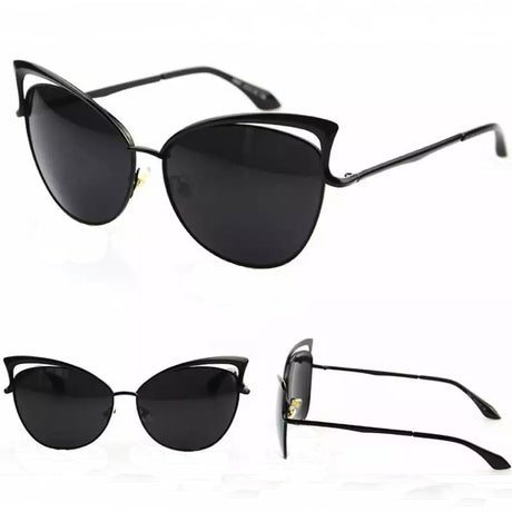Ochelari de soare dama, cat eye, lentila neagra, rama neagra, ochi de pisica