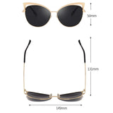 Ochelari de soare dama, cat eye, lentila neagra, rama aurie